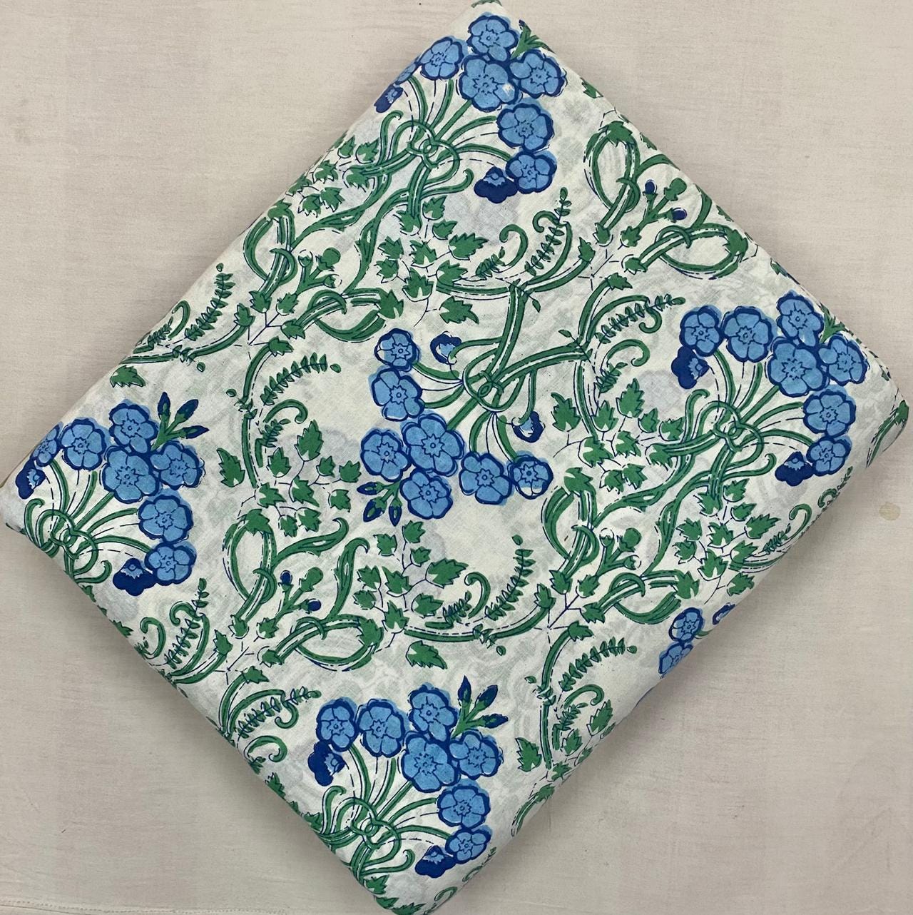 Designer Hand Block Print Fabric, Floral 100% Cotton Quilting Fabric By The Yard, Dressmaking Fabric, Loose Running Fabric, Textile Fabric