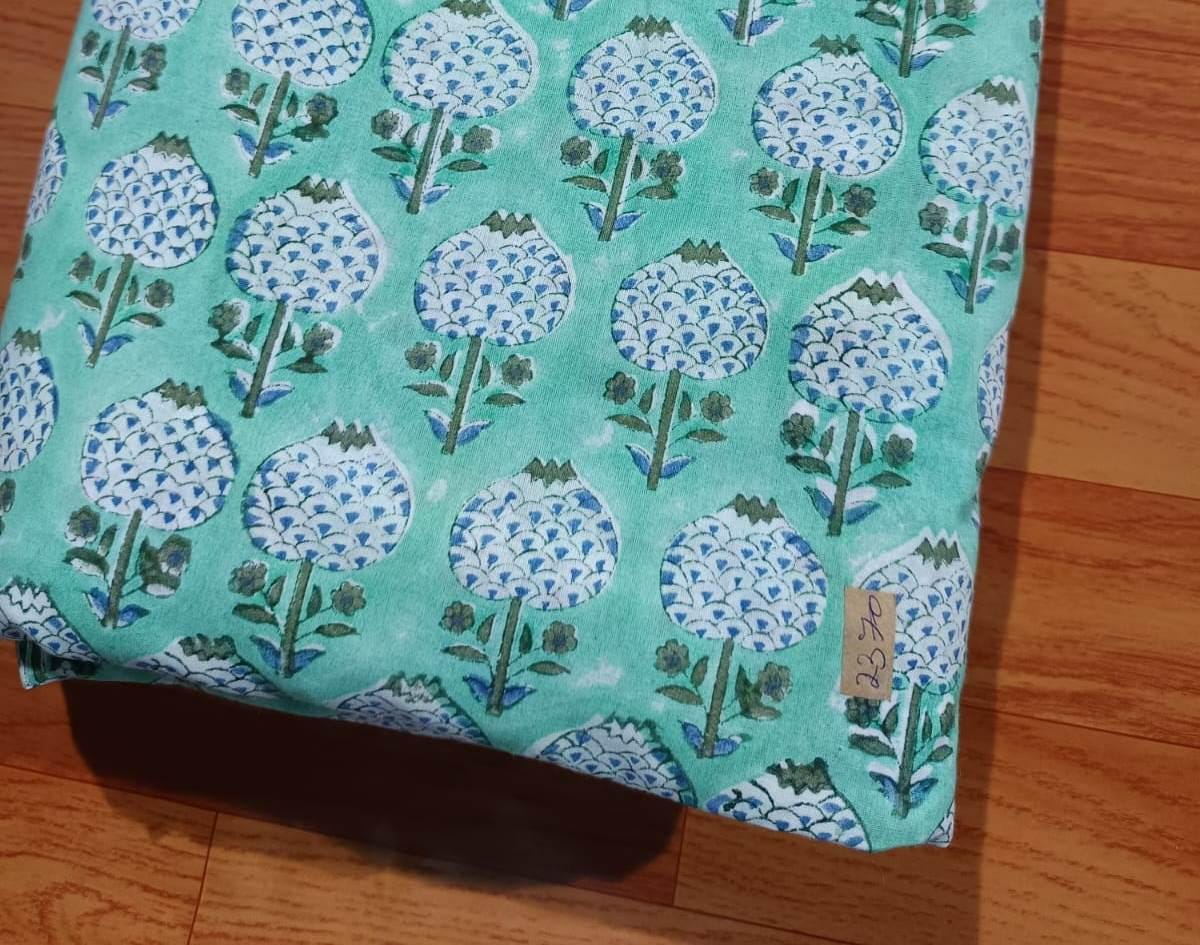 Indian Hand Block Print Fabric, Floral 100% Cotton Quilting Fabric By The Yard, Fabric For Dress Making, Loose Running Fabric, Napkin Fabric