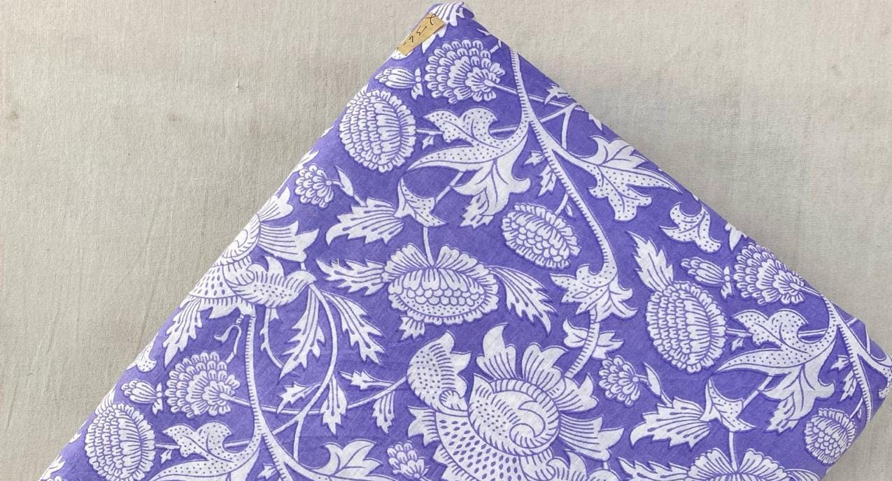 Indian Hand Block Print Fabric, Floral 100% Cotton Quilting Fabric By The Yard, Fabric For Dress Making, Loose Running Fabric, Napkin Fabric