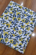 Yellow Floral Cotton Fabric, Hand Block Print Indian Fabric, Soft Lightweight Cotton Cloth for Dressmaking, Quilting, Sewing & DIY Crafts