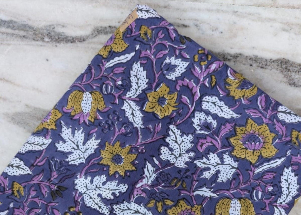 Indian Hand Block Print Fabric, Floral 100% Cotton Quilting Fabric By The Yard, Fabric For Dress Making, Loose Running Fabric, Napkin Fabric