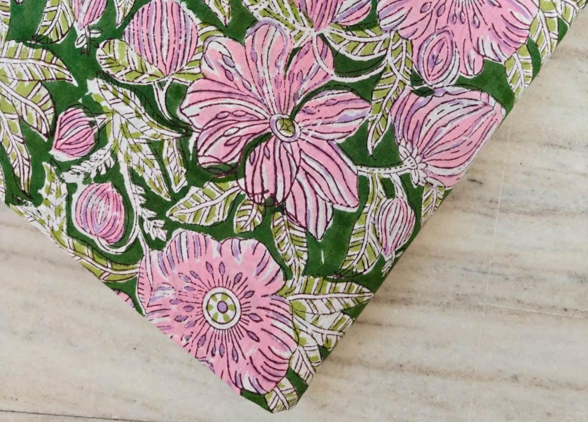 Soft Cotton, Indian Hand Block Print Fabric, Floral 100% Cotton Fabric By The Yard, Fabric for Loose Running, Dress Making, Textile Fabric