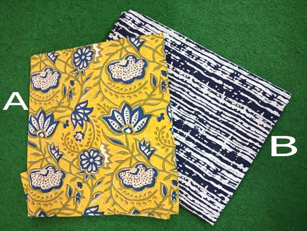 Multi Color Block Print Fabric, Floral 100% Cotton Quilting Fabric By The Yard, Fabric For Dress Making, Fabric Pillow, Personlized Dress