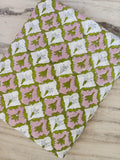Pink Floral Hand Block Print Cotton Fabric, Indian Cotton Fabric by Yard, Green Vine Flower Print Fabric, Soft Cotton for Dress Making
