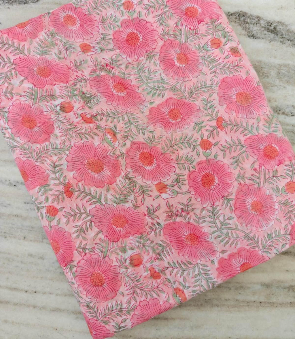 Pink Floral Cotton Fabric, Soft Lightweight Flower Print Fabric, Quilting Fabric by the Yard, Dressmaking Craft Fabric Spring Summer Textile