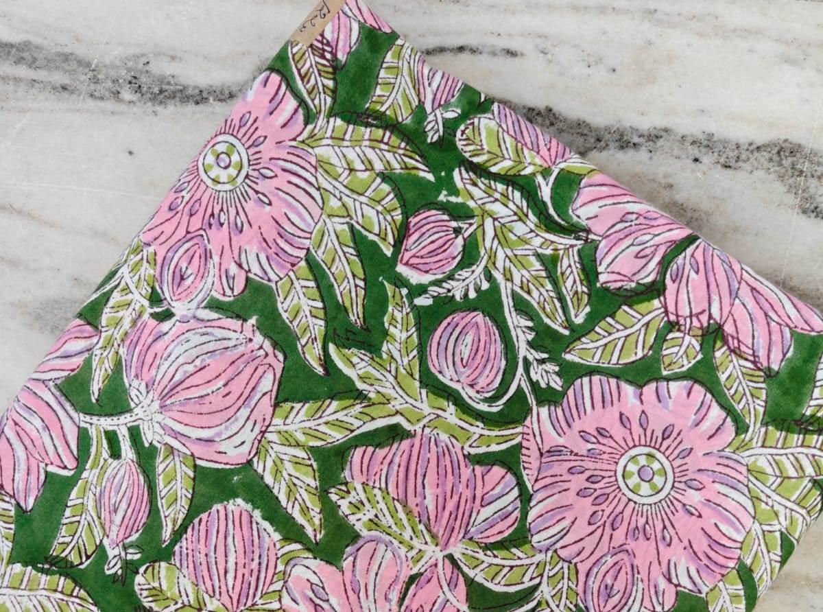 Soft Cotton, Indian Hand Block Print Fabric, Floral 100% Cotton Fabric By The Yard, Fabric for Loose Running, Dress Making, Textile Fabric