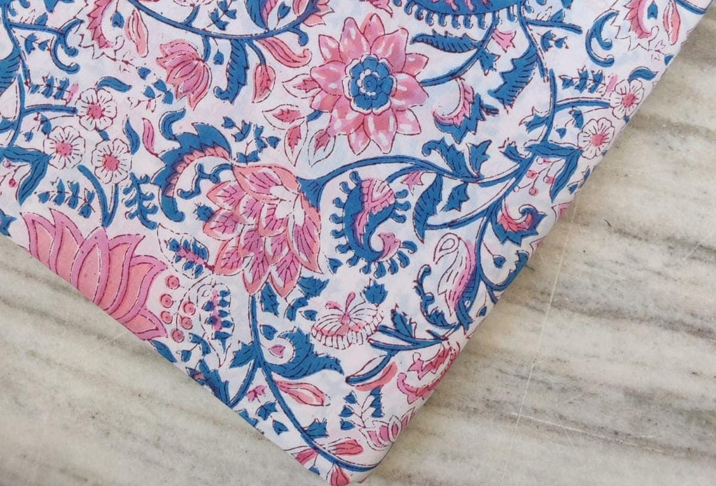 Multi Color Desinger Fabric, Hand Block Print Fabric, Floral 100% Cotton Fabric By The Yard, Fabric for Dress Making, Sewing Fabric, Napkins