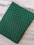 Green Polka Dot Cotton Fabric, Dark Green Fabric with White Dots, Quilting Cotton, Sewing Fabric, Dressmaking Fabric, Classic Dot Print