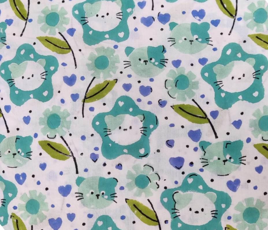 Indian Hand Block Print Fabric, Floral 100% Cotton Quilting Fabric By The Yard, Fabric For Dress Making, Loose Running Fabric, Napkin Fabric