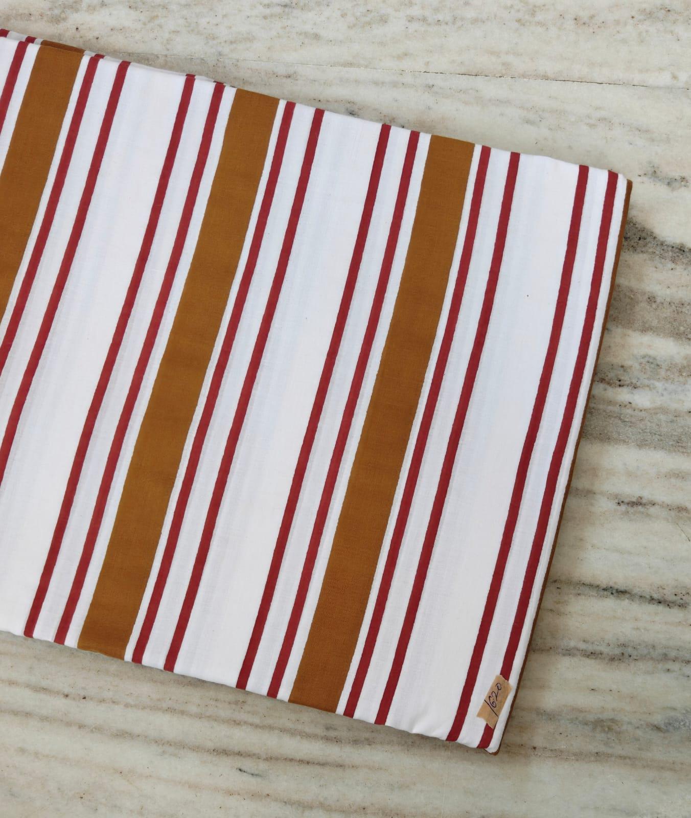 Mustard Red Stripe Cotton Fabric, Vertical Striped Fabric, Cotton Dress Material, Fabric by Yard, Curtain Upholstery Fabric, Summer Fabric