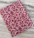 Pink Floral Block Print Cotton Fabric by the Yard, Soft Indian Cotton for Sewing, Dressmaking, Kurta, Quilting, Handmade Running Fabric