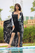 Tie Dye Rayon Kaftan Dress: Long Sleeve Kimono