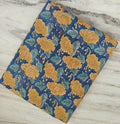 Blue Yellow Floral Cotton Fabric | Indian Block Print Fabric by Yard | Handmade Cotton Textile | Quilting Sewing Craft Dressmaking Fabric