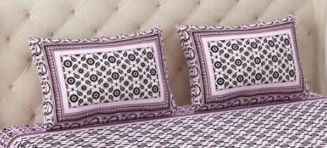 Pink Black Hand Block Print Cotton Bedsheet with Pillow Covers, Queen Size Bedding Set, Floral Indian Bedspread, Soft Breathable Sheet