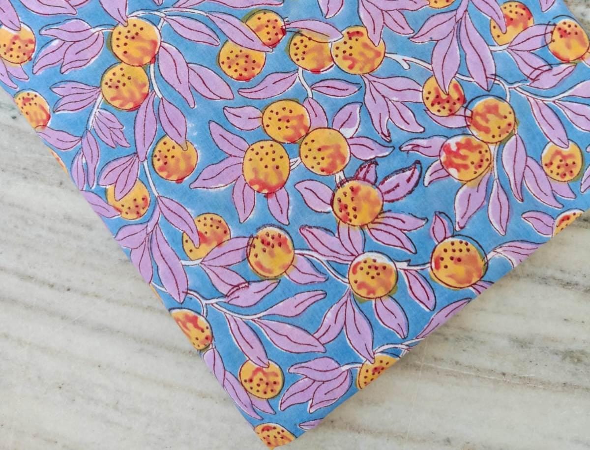 Indian Hand Block Print Fabric, Floral 100% Cotton Quilting Fabric By The Yard, Fabric For Dress Making, Loose Running Fabric, Napkin Fabric