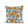 Hand Block Printed Cotton Cushion Cover, Yellow Floral Pillow Cover, Decorative Throw Pillow, 16x16 Cushion Cover, Handmade Indian Cotton