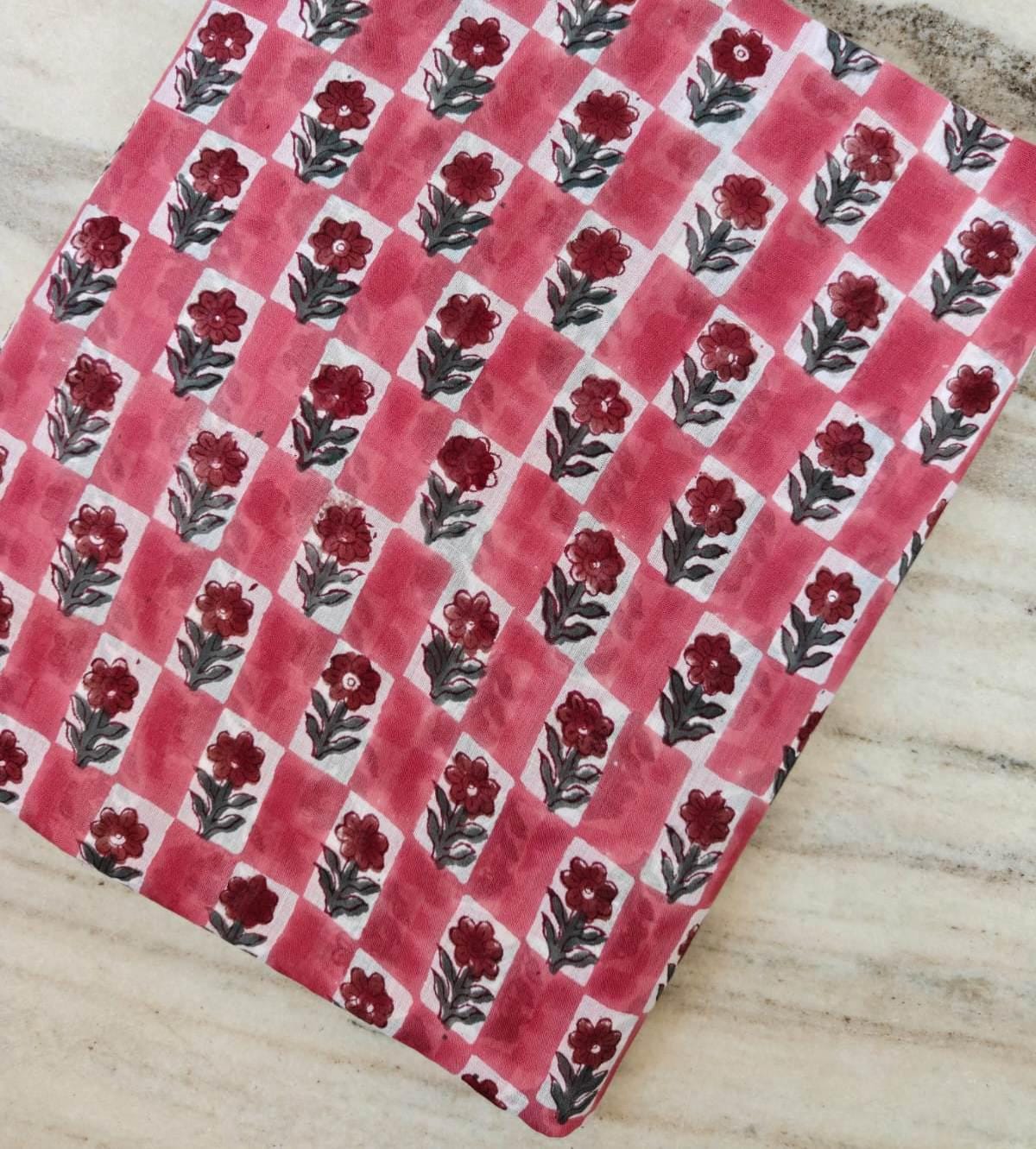 Pink Floral Cotton Fabric, Hand Block Print Fabric, Indian Cotton Textile, Small Flower Print, Quilting Fabric, Craft Fabric, Dressmaking