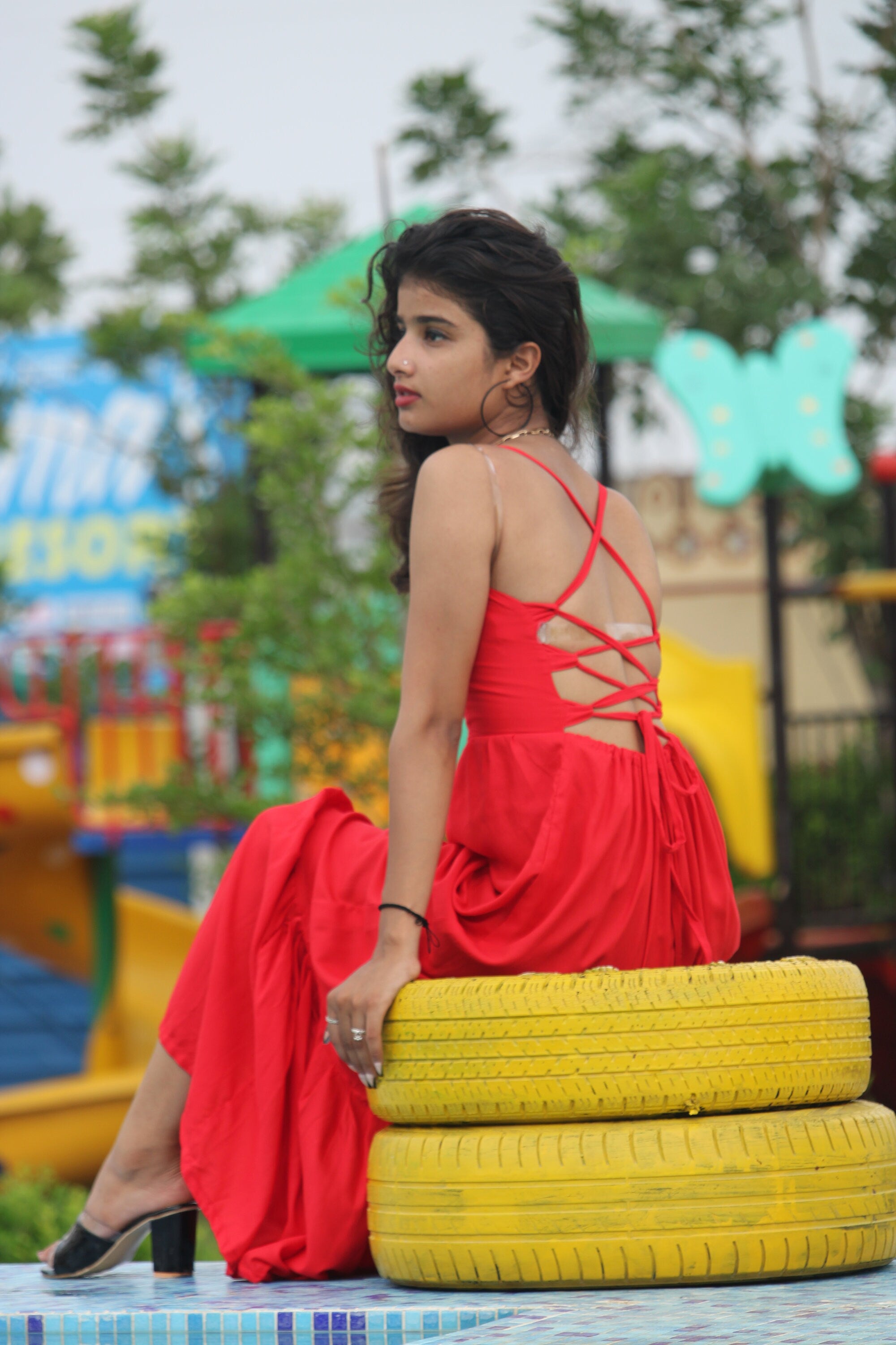 Red Rayon Maxi Dress: Tie Dye Bohemian Festival Dress