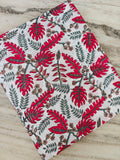 Tropical Red Leaf Cotton Fabric, Botanical Floral Print Fabric, Lightweight Cotton Yardage, Summer Sewing Fabric Dress Quilting Craft Fabric