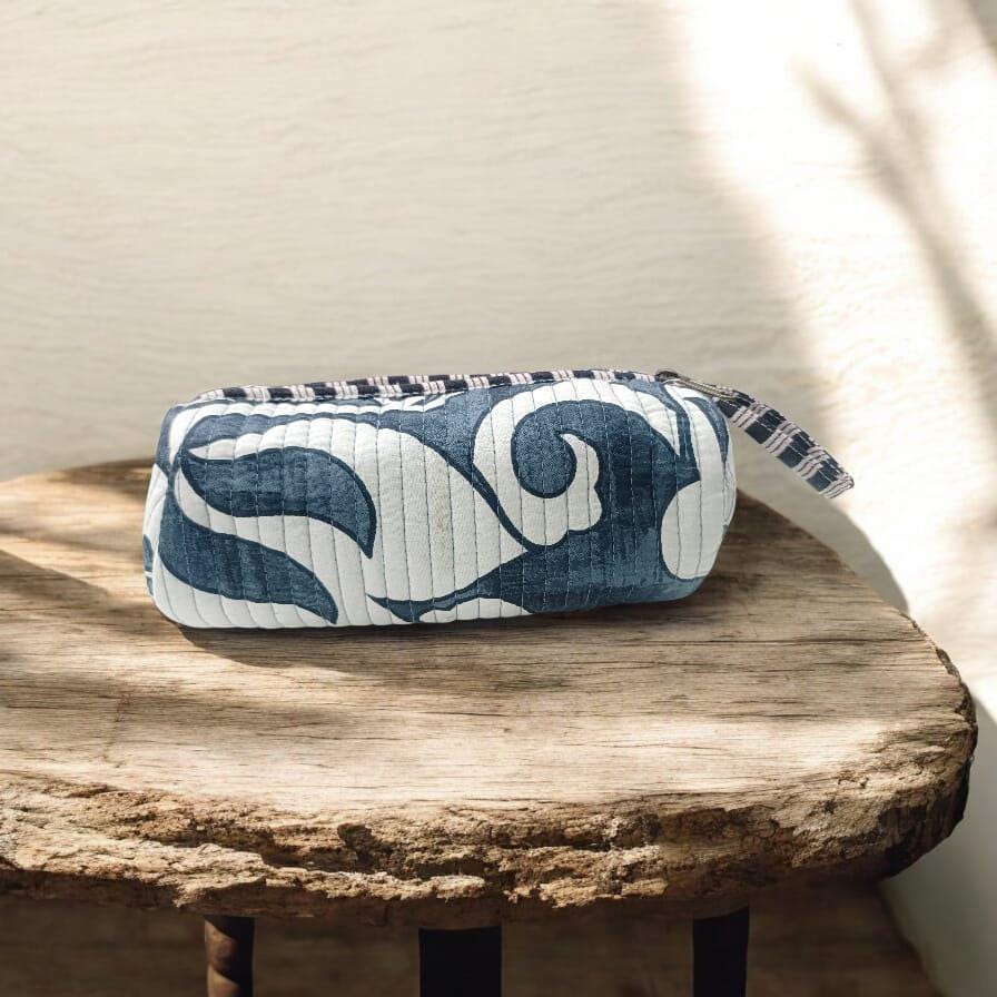 Pencil Case, White and Black Print Cotton Fabric Pencil Case Back To School, Gift For Her, Birthday Gift Christmas Gift, Pencil Case Gift