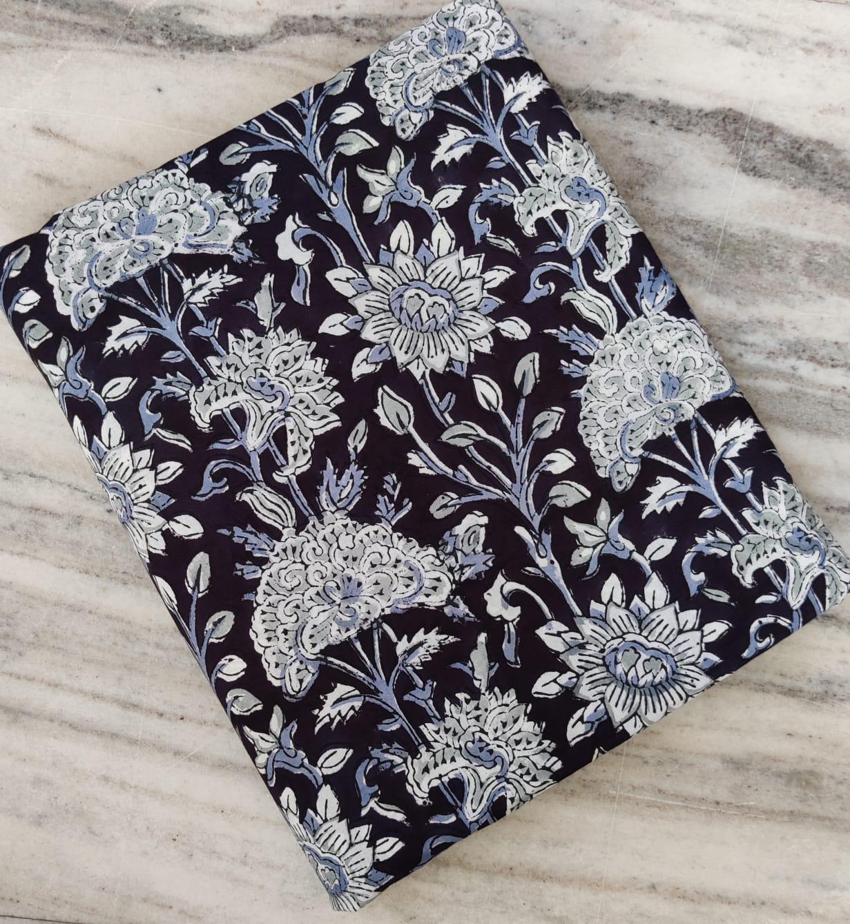 Indian Hand Block Print Fabric, Floral 100% Cotton Quilting Fabric By The Yard, Fabric For Dress Making, Loose Running Fabric, Napkin Fabric