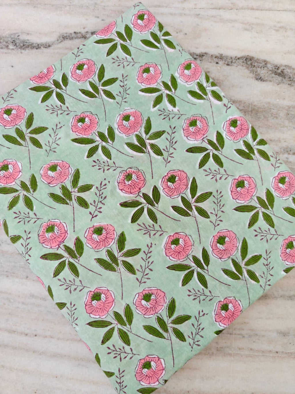 Beautiful Red Green Indian Hand Block Print Fabric, Floral 100% Cotton Quilting Fabric By The Yard, Chakra Design Fabric Dress Making