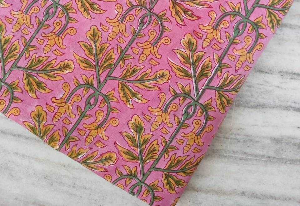 Soft Cotton, Indian Hand Block Print Fabric, Floral 100% Cotton Fabric By The Yard, Fabric for Loose Running, Dress Making, Textile Fabric
