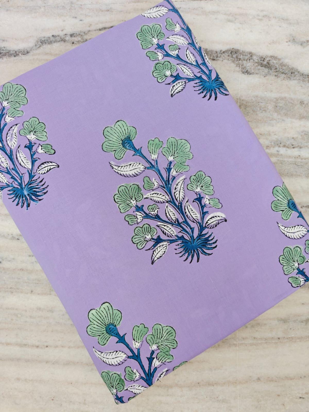 Lavender Floral Block Print Cotton Fabric | Indian Hand Block Printed Cotton | Purple Buta Floral Fabric for Sewing Quilting Dress Craft