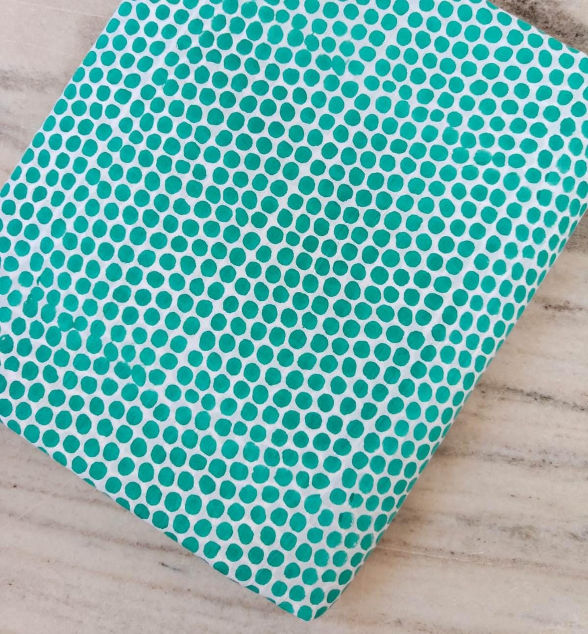 Green Polka Dot Cotton Fabric by the Yard, Designer Cotton Fabric, Modern Dot Print Fabric, Craft Fabric, Soft Cotton Dressmaking Textile
