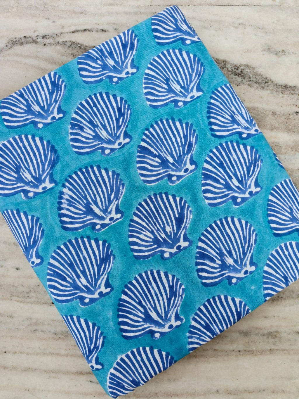 Blue Seashell Cotton Fabric Ocean Shell Print Fabric Beach Theme Fabric Nautical Fabric by Yard Coastal Decor Textile Summer Sewing Fabric