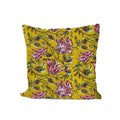 Mustard Floral Cotton Cushion Cover, Hand Block Print Pillow Cover, Pink Flower Print Throw Pillow, Boho Decorative Cushion, Home Decor