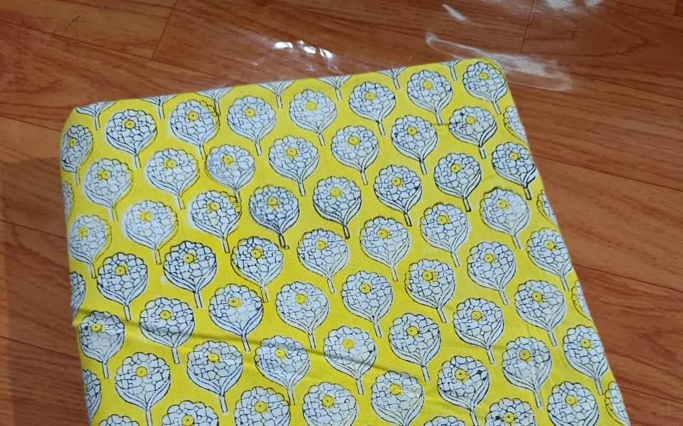 Indian Hand Block Print Fabric, Floral 100% Cotton Quilting Fabric By The Yard, Fabric For Dress Making, Loose Running Fabric, Napkin Fabric