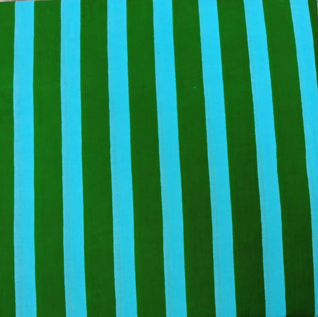 Green and Blue Striped Cotton Fabric, Vertical Stripe Fabric by the Yard, Modern Stripe Fabric for Quilting Sewing, Bold Geometric Fabric
