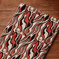 Abstract Wavy Print Cotton Fabric, Black Rust Beige Cotton Textile, Hand Printed Indian Fabric, Sewing Quilting, Loose Running Fabric