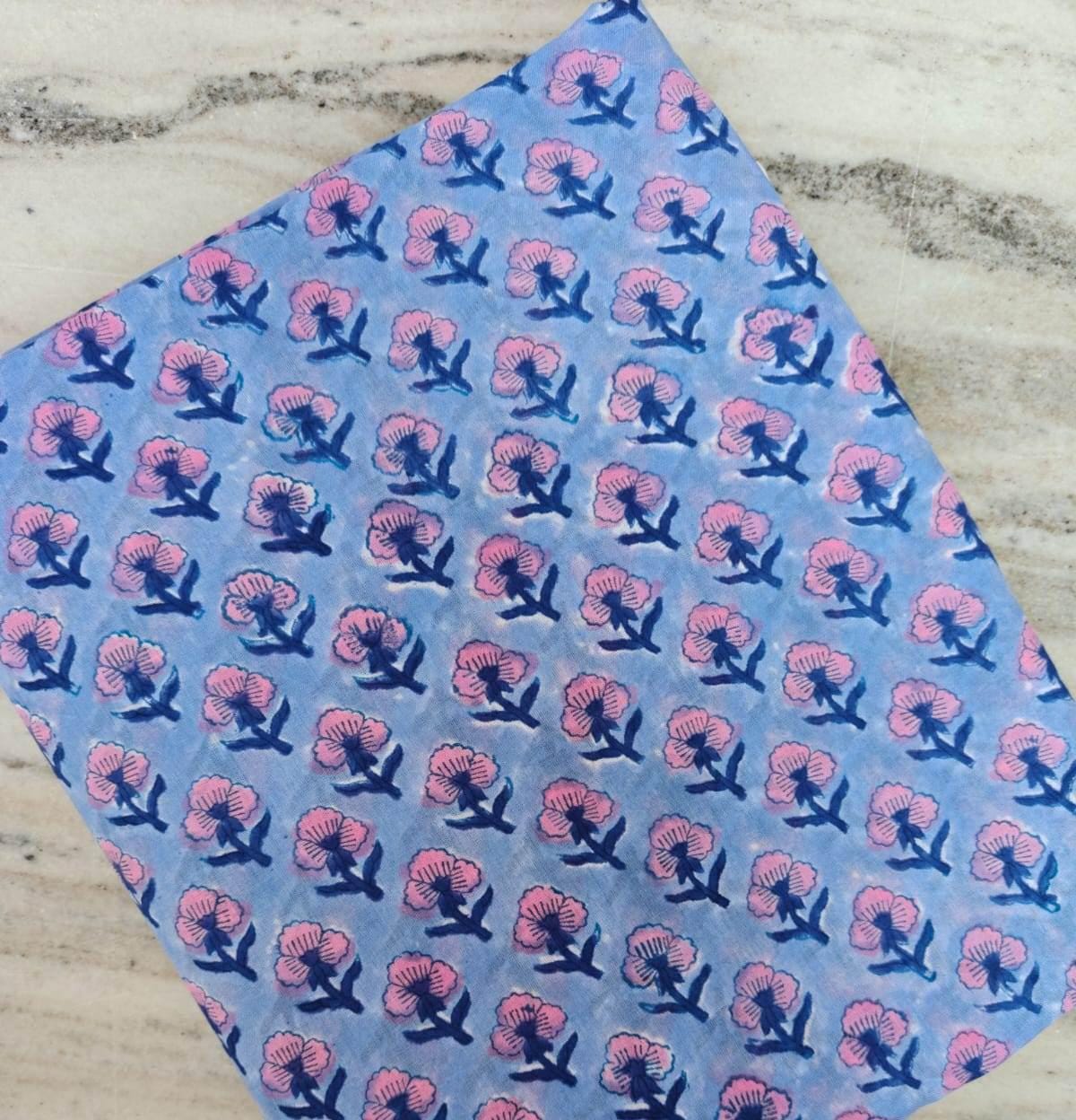 Soft Cotton, Indian Hand Block Print Fabric, Floral 100% Cotton Fabric By The Yard, Fabric for Loose Running, Dress Making, Textile Fabric