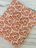 Red Mustard Geometric Cotton Fabric, Triangle Block Print, Indian Handcrafted Sewing Quilting Fabric by the Yard, Fabric For Dress Making