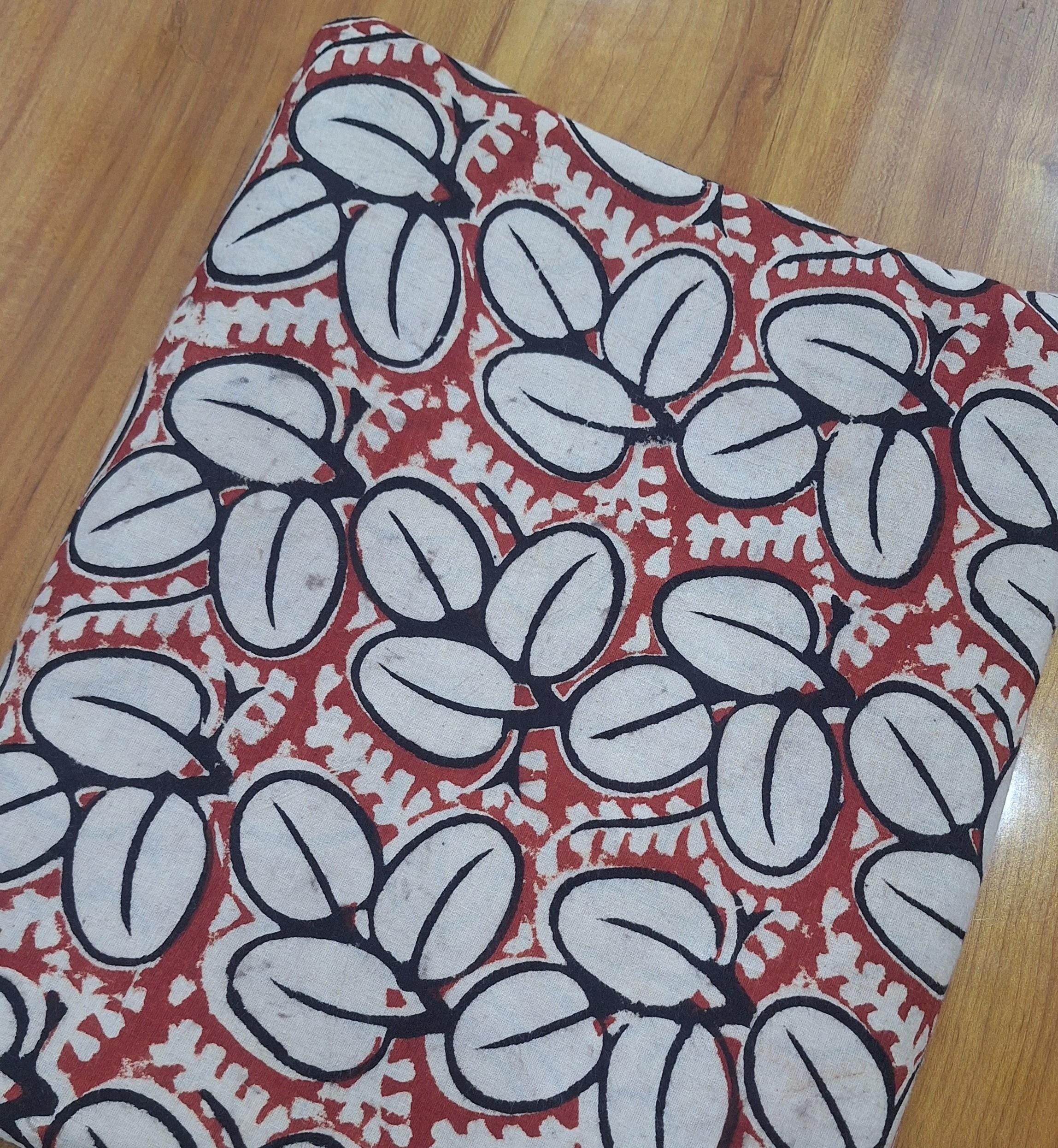 Red White Cotton Fabric, Abstract Leaf Print Fabric, Hand Block Style Fabric, Indian Cotton Fabric, Sewing Craft Fabric Upholstery Fabric