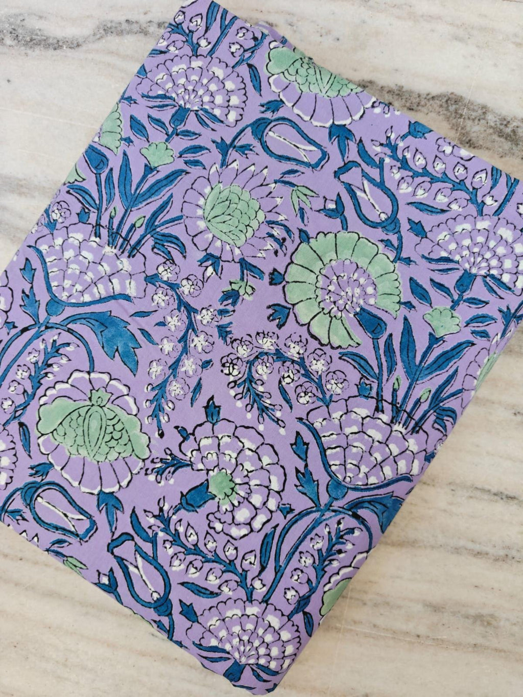 Lavender Floral Cotton Fabric, Purple Indian Block Print Fabric, Flower Cotton Fabric by the Yard, Quilting Craft Fabric, Handmade Textile