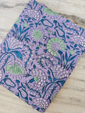 Lavender Floral Cotton Fabric, Purple Indian Block Print Fabric, Flower Cotton Fabric by the Yard, Quilting Craft Fabric, Handmade Textile