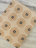 Sunburst Block Print Cotton Fabric, Beige Geometric Indian Fabric by the Yard