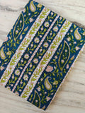 Blue Floral Stripe Cotton Fabric – Indian Block Print Paisley Fabric by the Yard – Boho Vine Pattern for Dressmaking, Quilting & Home Decor