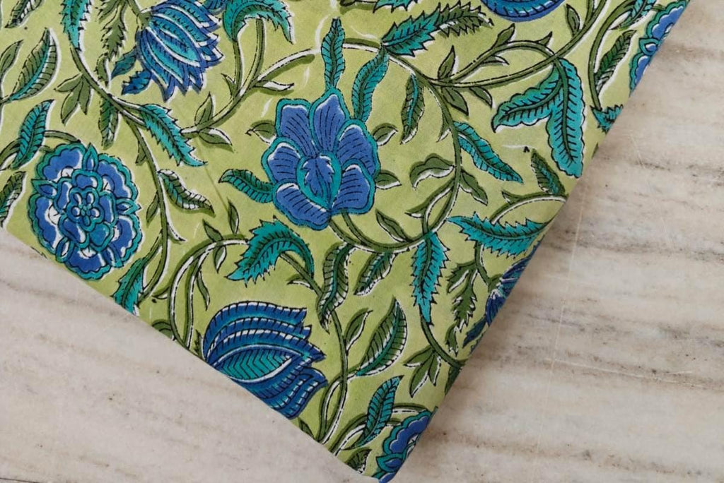 Indian Hand Block Print Fabric, Floral 100% Cotton Quilting Fabric By The Yard, Fabric For Dress Making, Loose Running Fabric, Napkin Fabric