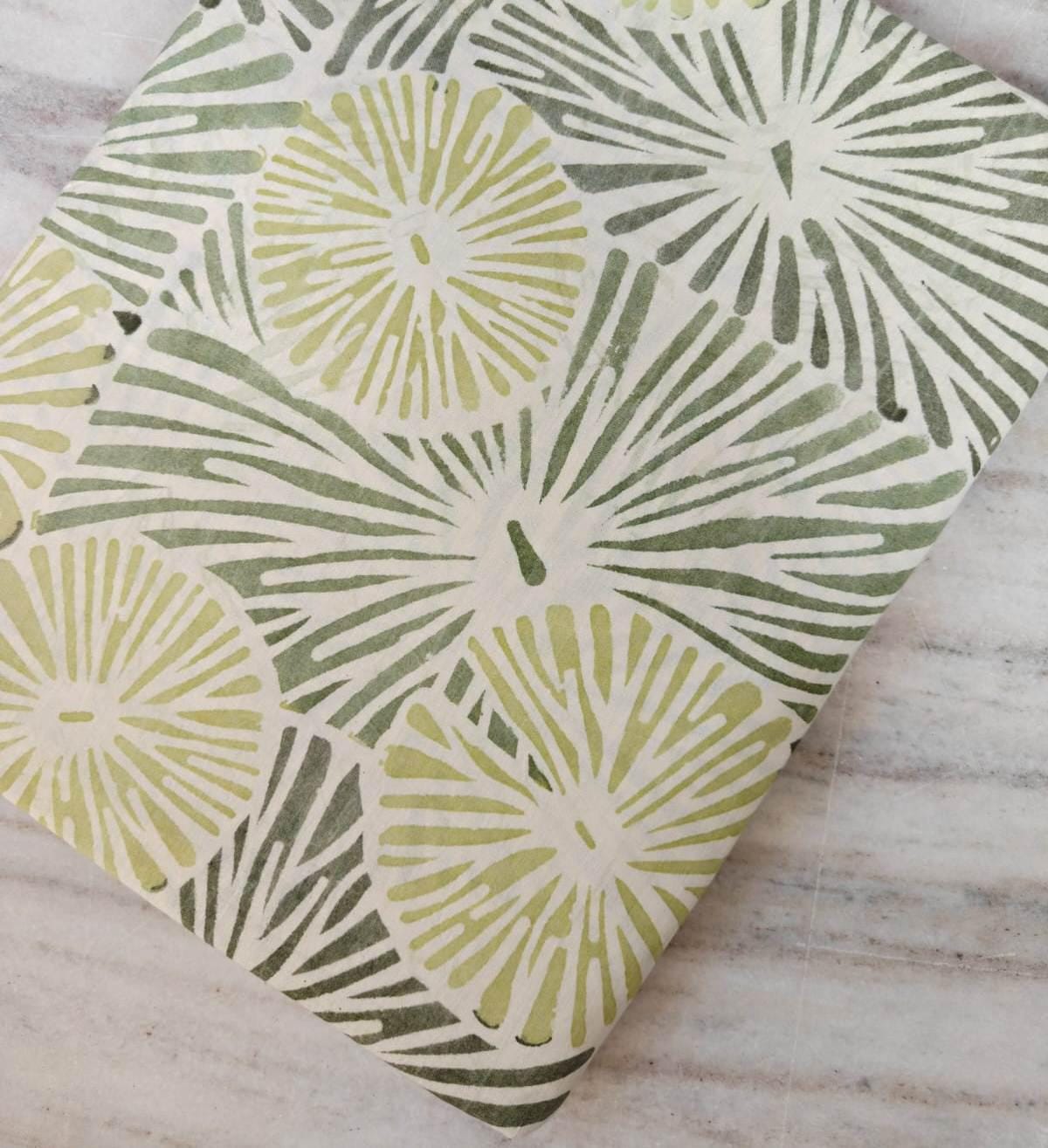 Soft Green Color Botanical Fabric, Abstract Leaf Sunburst Print, Sage Green Modern Floral Fabric, Minimalist Nature Pattern Sewing Fabric