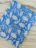Blue Floral Cotton Fabric, Hand Block Print Fabric, Indian Cotton Textile, Blue White Botanical Fabric, Quilting Sewing Craft Fabric by Yard