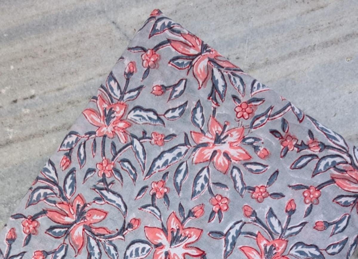 Desinger Hand Block Printed Fabric, 100% Cotton Material Fabric By The Yard, Dress Fabric, Apparel Fabric, Face Mask Material, Cloth Fabric