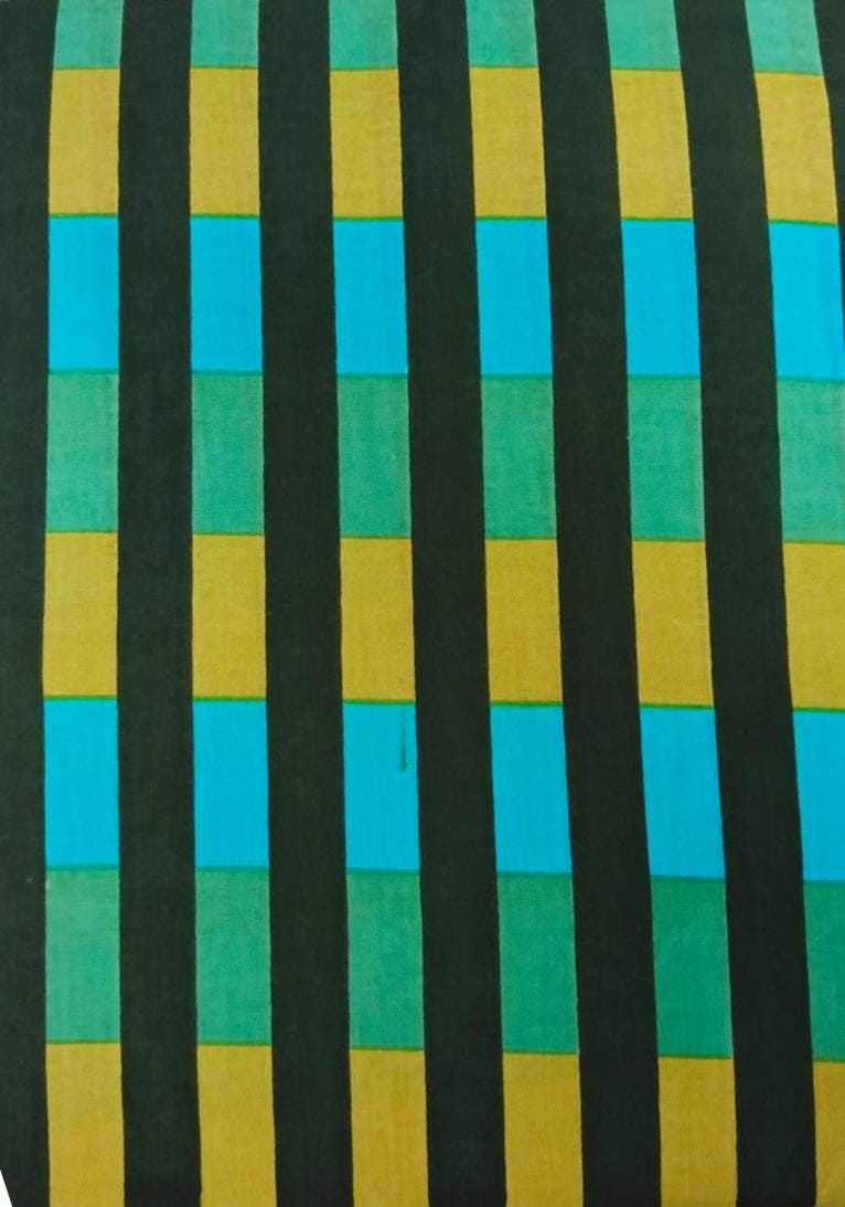 Green Yellow Blue Striped Cotton Fabric, Geometric Stripe Print Fabric, Modern Fabric, Craft Sewing Material, Apparel & Home Decor Fabric
