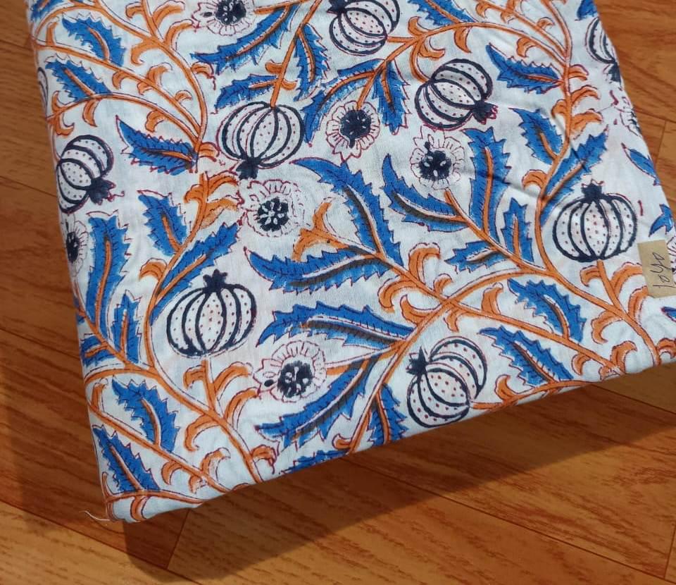 Indian Hand Block Print Fabric, Floral 100% Cotton Quilting Fabric By The Yard, Fabric For Dress Making, Loose Running Fabric, Napkin Fabric