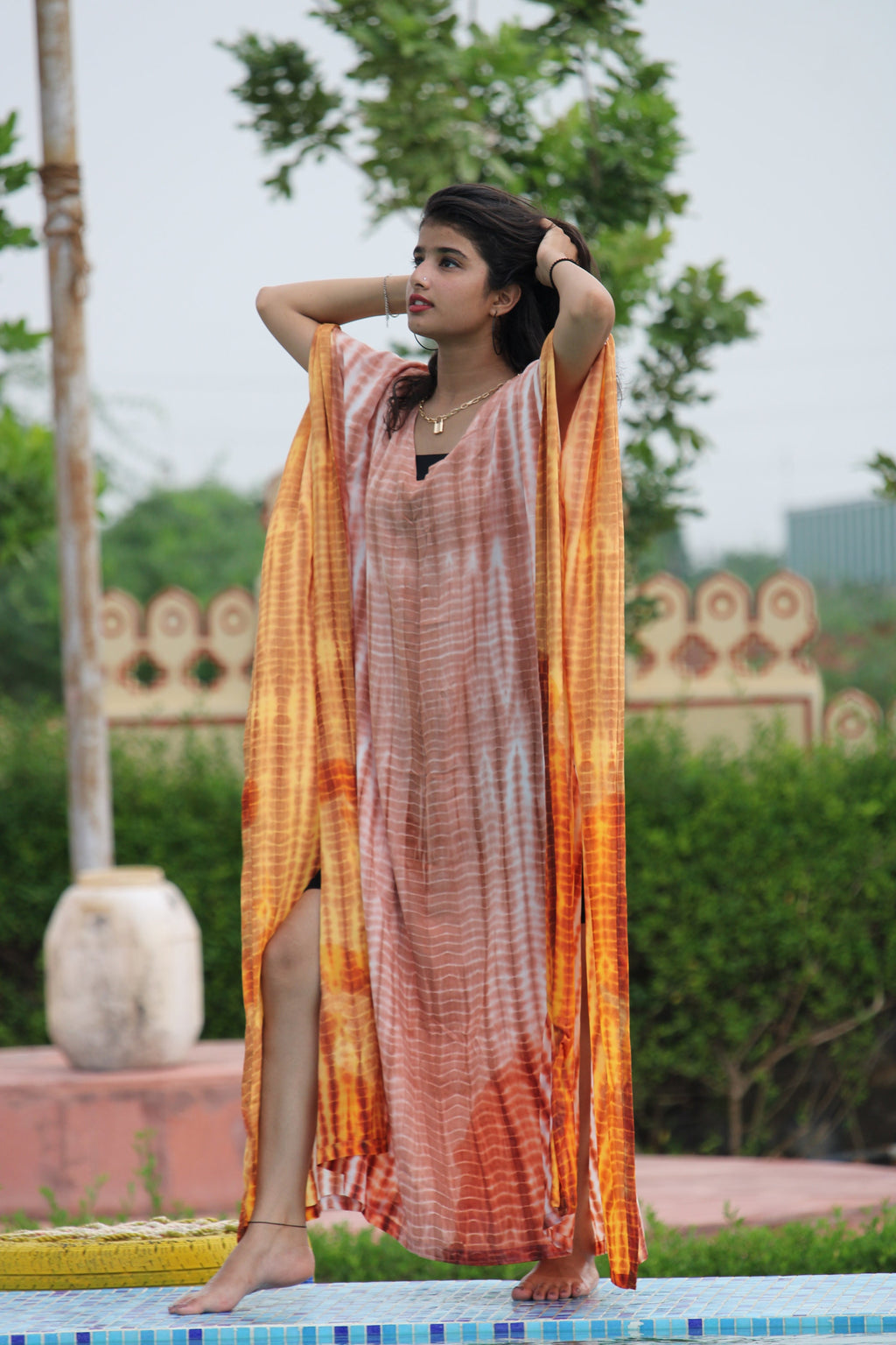 Tie Dye Kaftan, Colorful Beach Wear Long Length Kaftan, Women’s Cover Up Resort Kaftan, Loose Fitting Dress, Lounge Kaftan