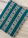 Teal Floral Stripe Cotton Fabric, Block Print Style Fabric, Indian Floral Fabric by the Yard, Quilting Craft Fabric, Boho Home Decor Textile