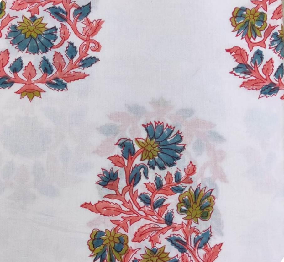 Indian Hand Block Print Fabric, Floral 100% Cotton Quilting Fabric By The Yard, Handmade Fabric, Loose Running Fabric, Textile Fabric, Gifts
